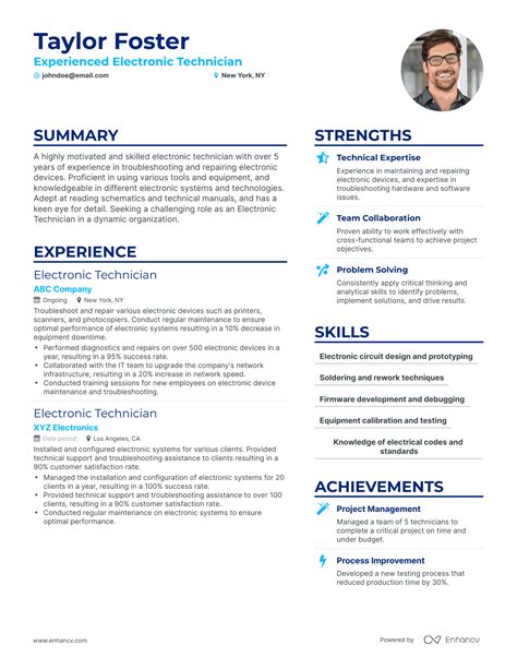 electronic technician resume